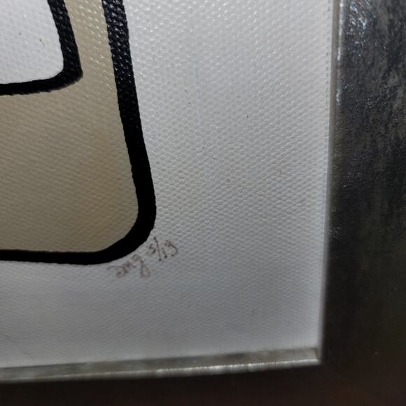 MCM Mid Century Modern Abrstract Geometric Painting acrylic Canvas 20"x20" - Picture 4 of 7